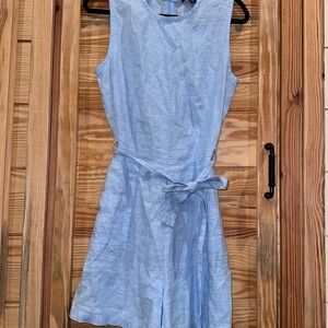 NWT Women’s Roundneck Belted 100% Linen Romper
